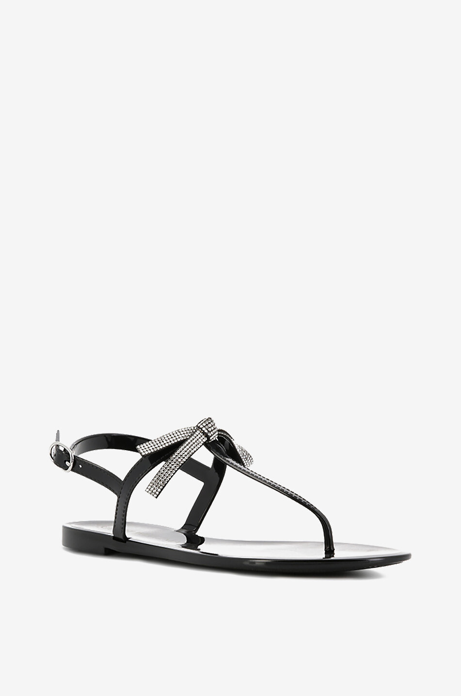 Flache Sandalen mit Kristallen Bow Jelly