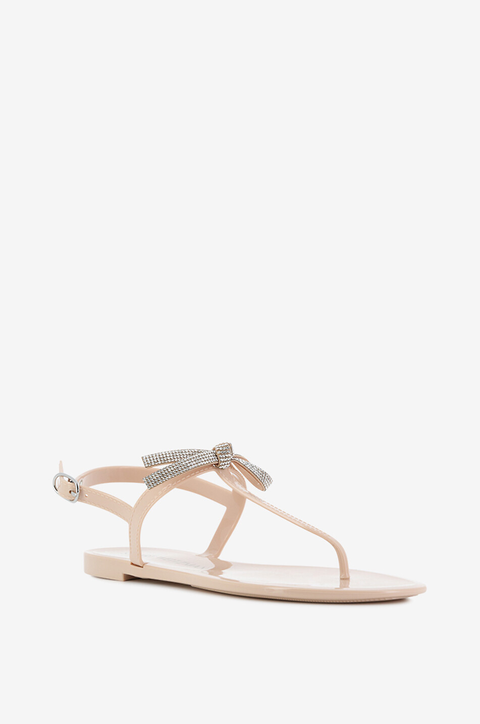 Flache Sandalen mit Kristallen Bow Jelly