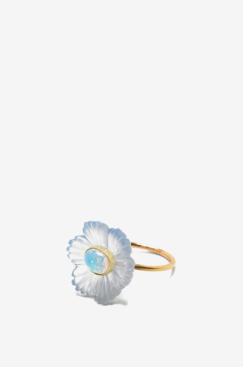 SOPHIE JOANNE Paradise Flower Small chalcedony and opal adorned yellow gold ring Women BLUE 1