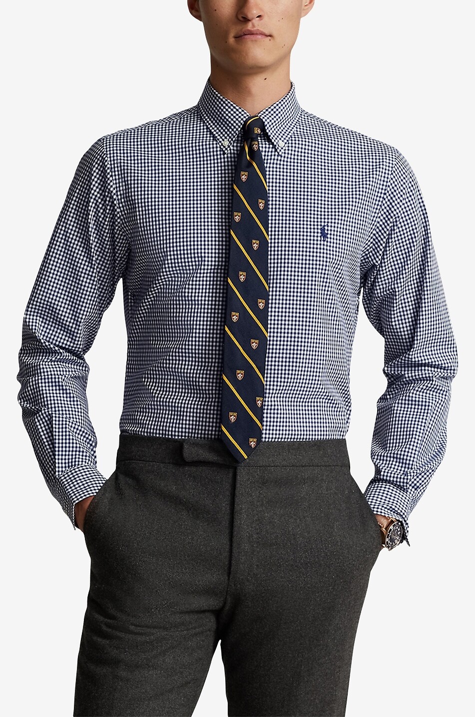 POLO RALPH LAUREN Custom Fit gingham check poplin shirt Men DARK BLUE 2