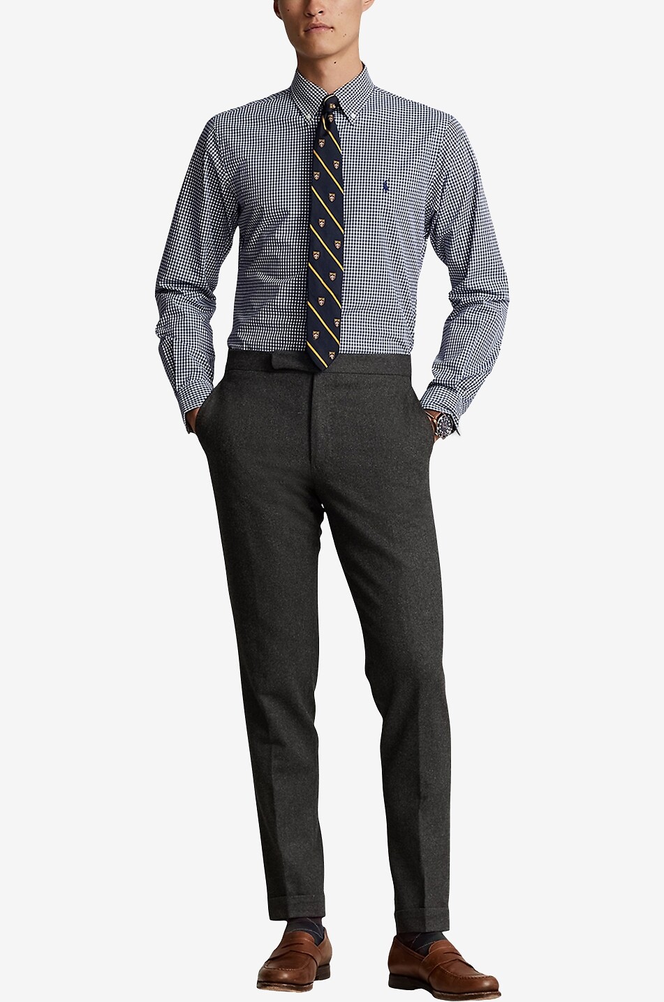 POLO RALPH LAUREN Custom Fit gingham check poplin shirt Men DARK BLUE 4