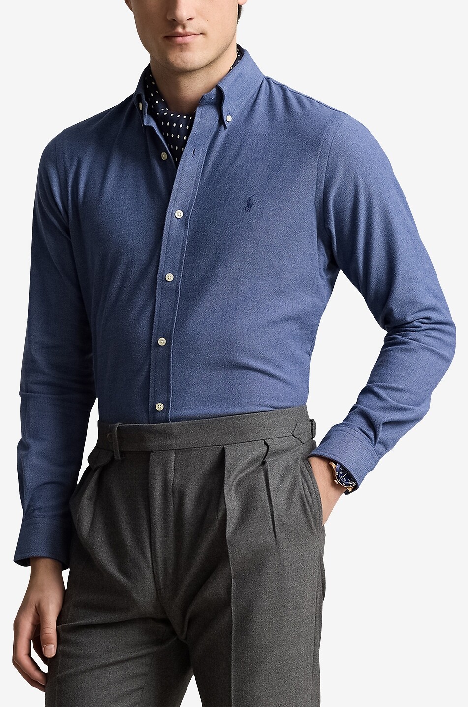 POLO RALPH LAUREN Pony Custom Fit Performance twill shirt Men MEDIUM BLUE 2