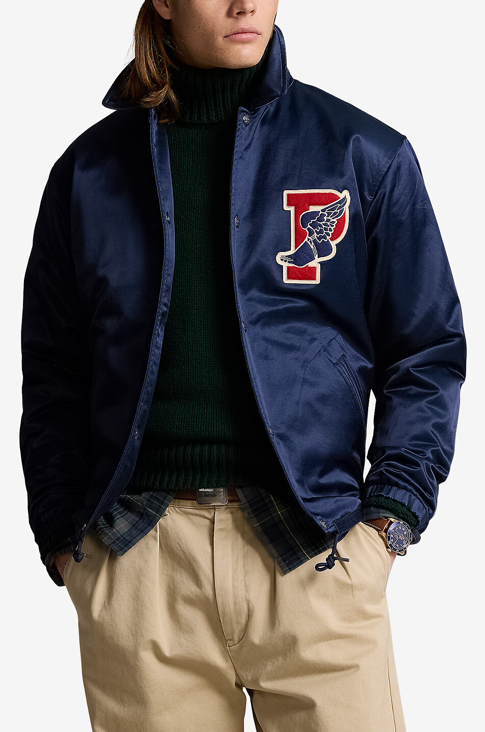 POLO RALPH LAUREN Bomber universitaire en sergé P Homme BLEU FONCE 2