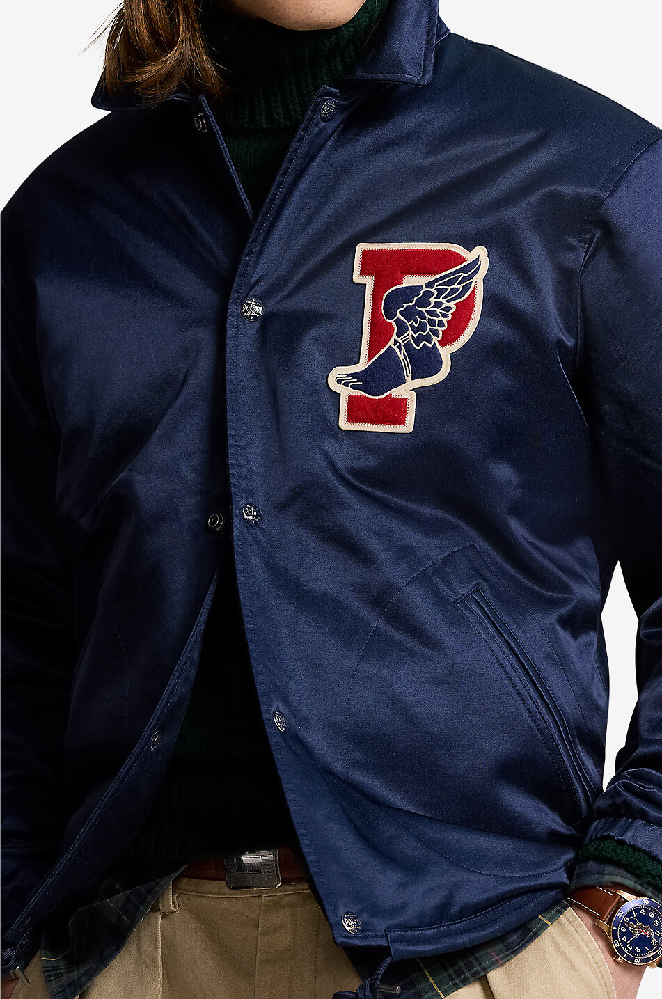 POLO RALPH LAUREN Bomber universitaire en sergé P Homme BLEU FONCE 5