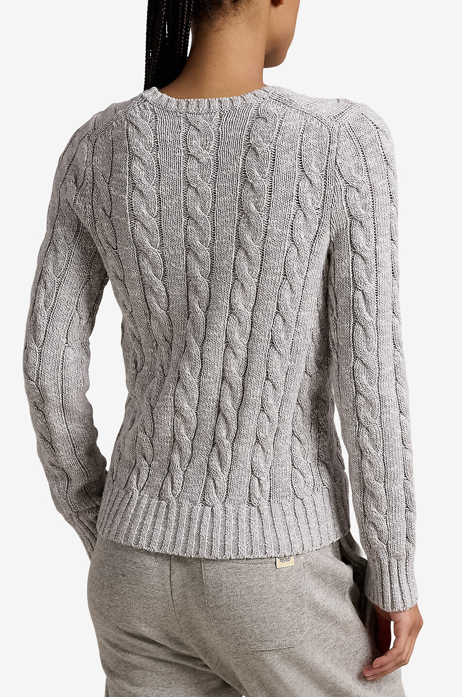 Pony fitted crewneck cotton cable knit jumper