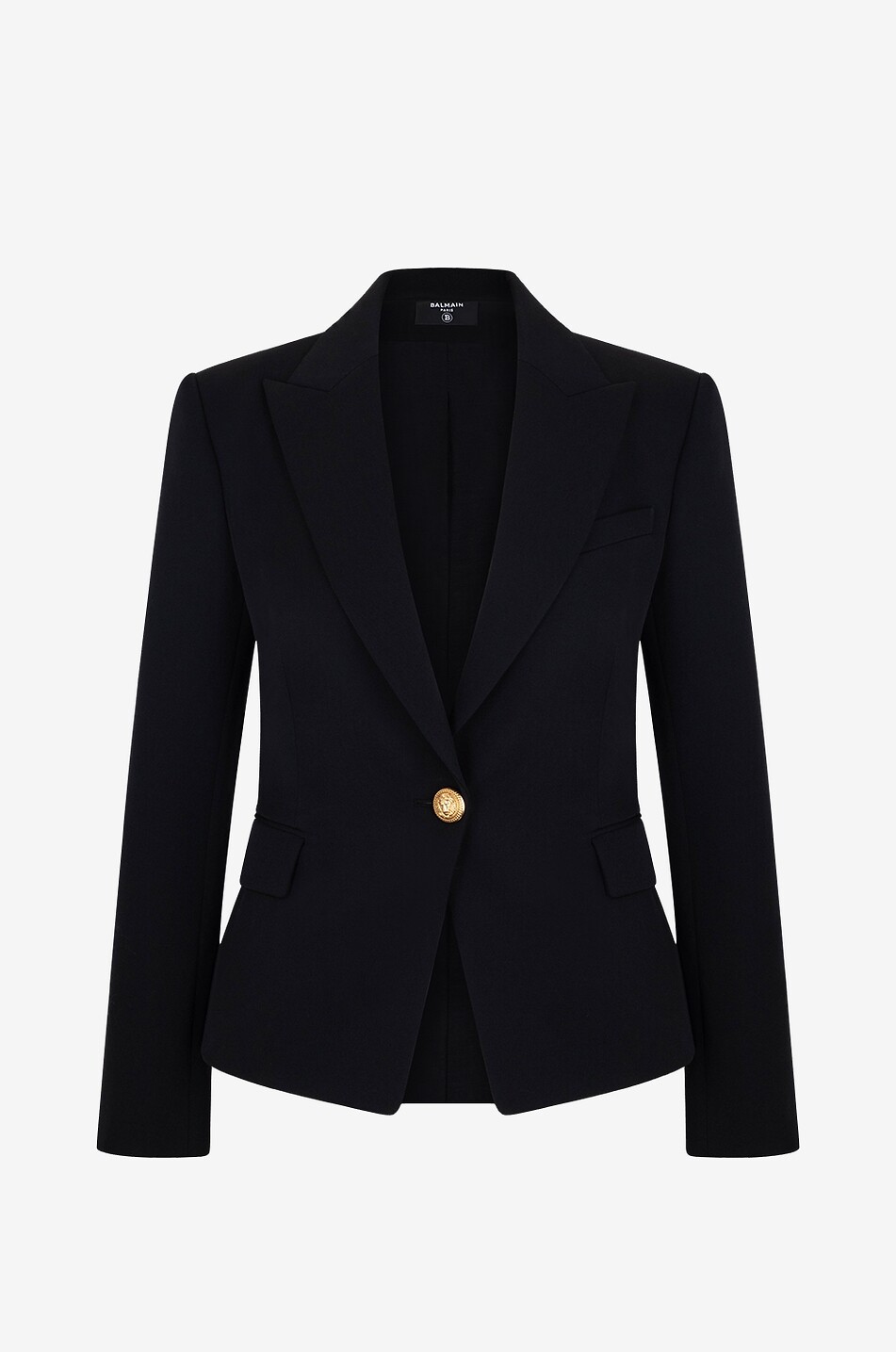 Blazer cintré en sergé de laine à boutonnage simple
