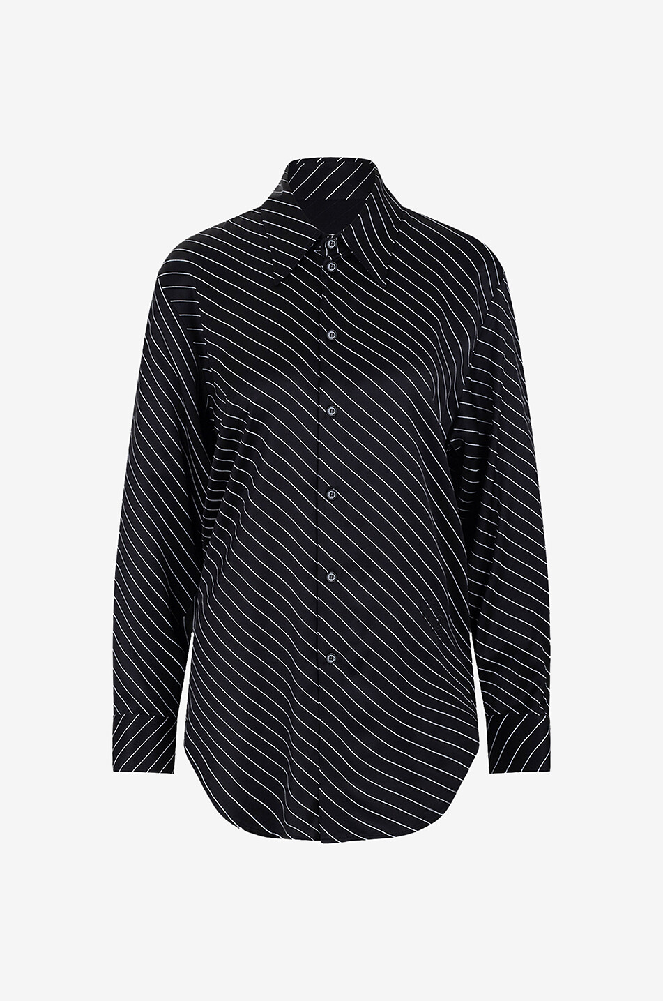 MM6 Gestreiftes Hemd mit langen Ärmeln Damen SCHWARZ 1