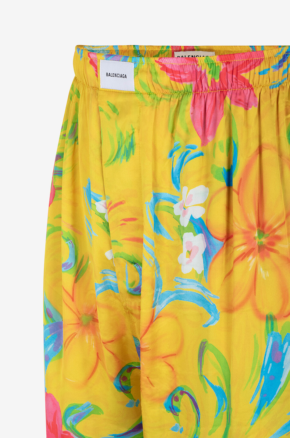 BALENCIAGA Wide-leg pyjama-style trousers with a floral pattern Women YELLOW 3