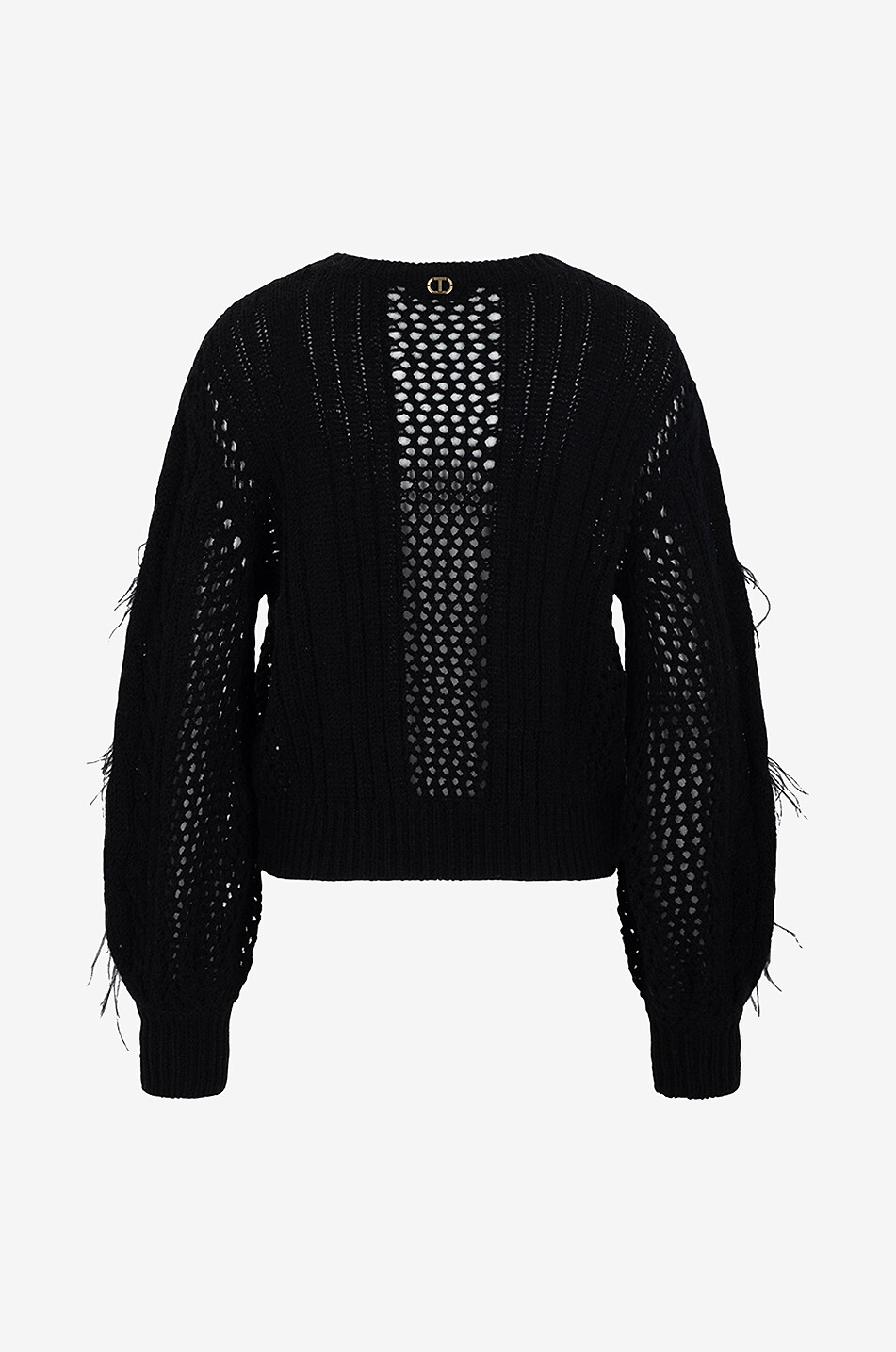 TWINSET Feather fringe adorned openwork jumper Women BLACK 2
