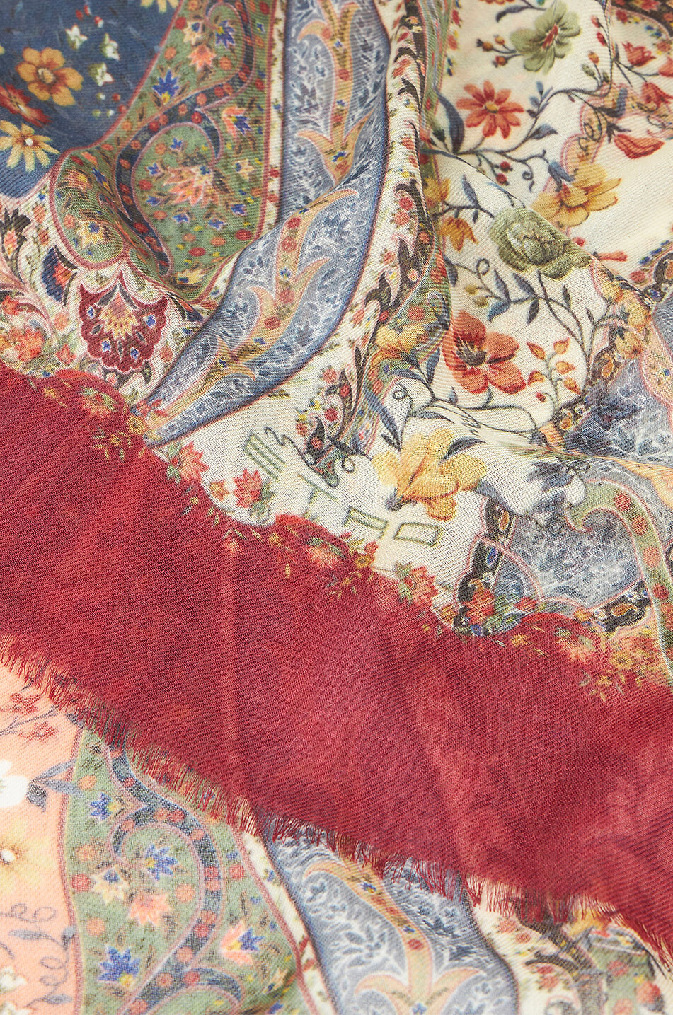 Webschal aus Kaschmir mit Print Paisley Florals