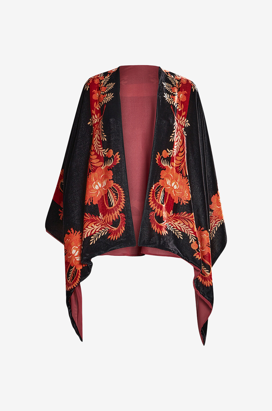 Cape en velours imprimée de motifs floraux