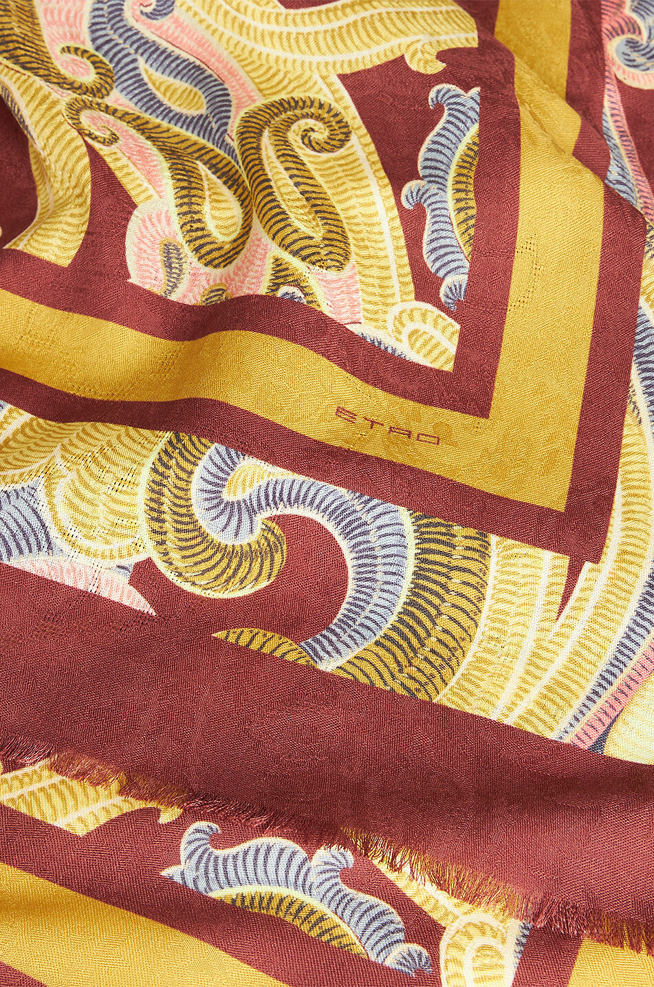 Châle jacquard en laine et soie Macro Paisley
