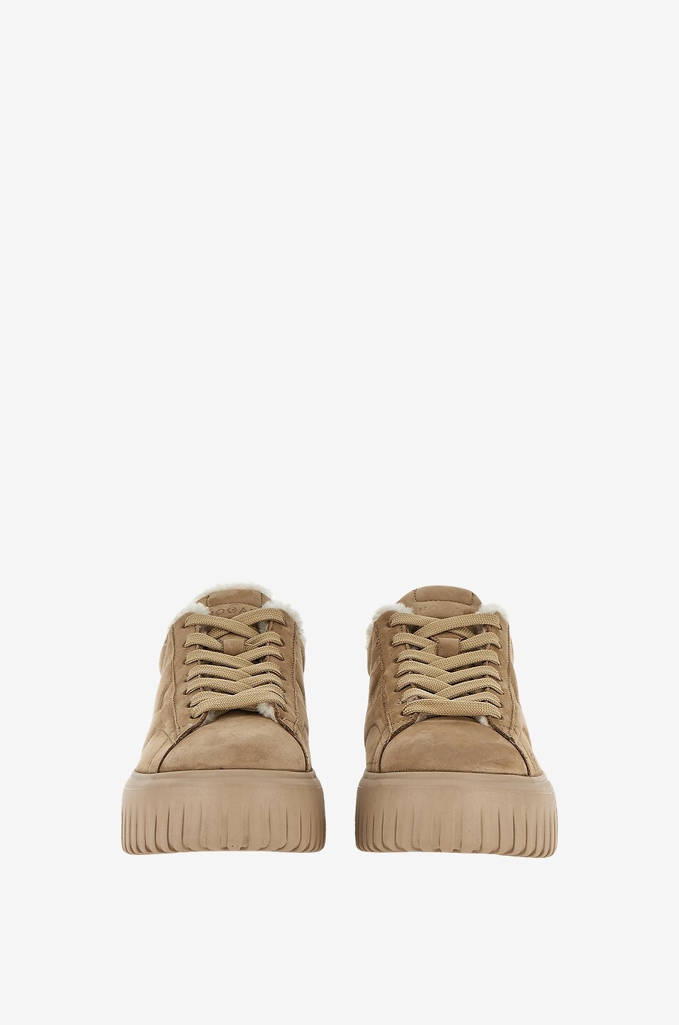 Niedrige Nubuk-Sneakers mit Shearlingfutter Hogan H-Stripes