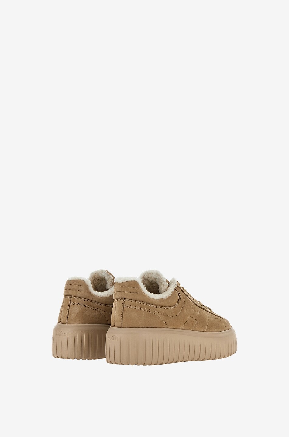 Niedrige Nubuk-Sneakers mit Shearlingfutter Hogan H-Stripes