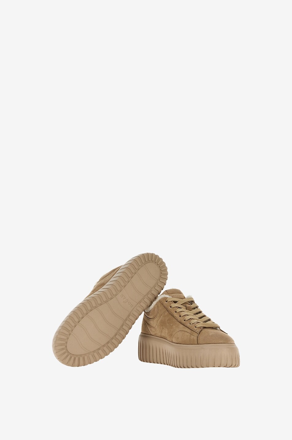 Niedrige Nubuk-Sneakers mit Shearlingfutter Hogan H-Stripes