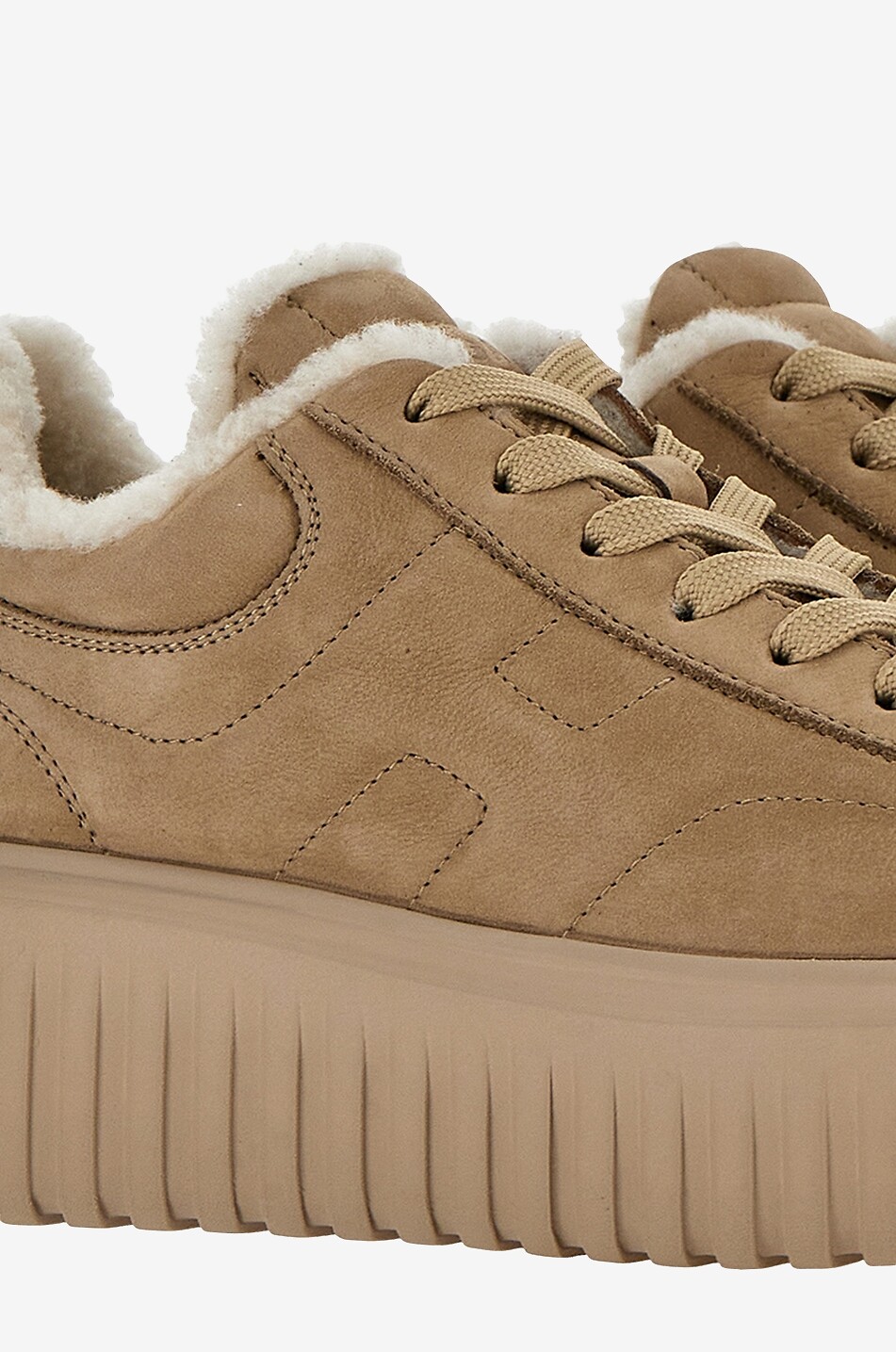 Hogan H Stripes nubuck low top sneakers with shearling lining