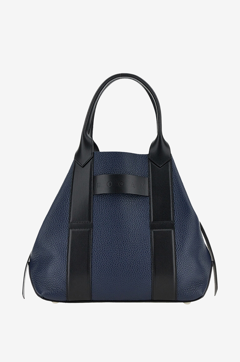 HOGAN Sac cabas en cuir grainé Hogan Script Medium Femme BLEU FONCE 1