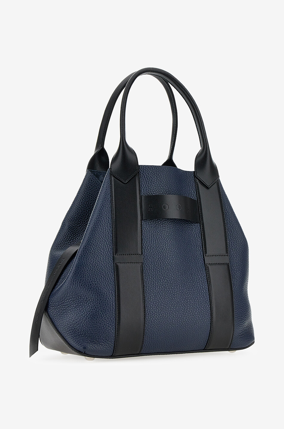 HOGAN Sac cabas en cuir grainé Hogan Script Medium Femme BLEU FONCE 3