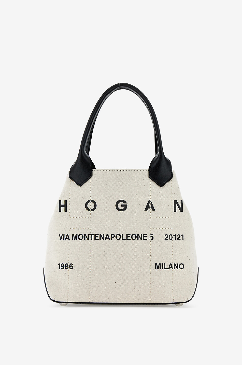 HOGAN Sac cabas en toile imprimée et cuir Hogan Script Femme BLANC 2