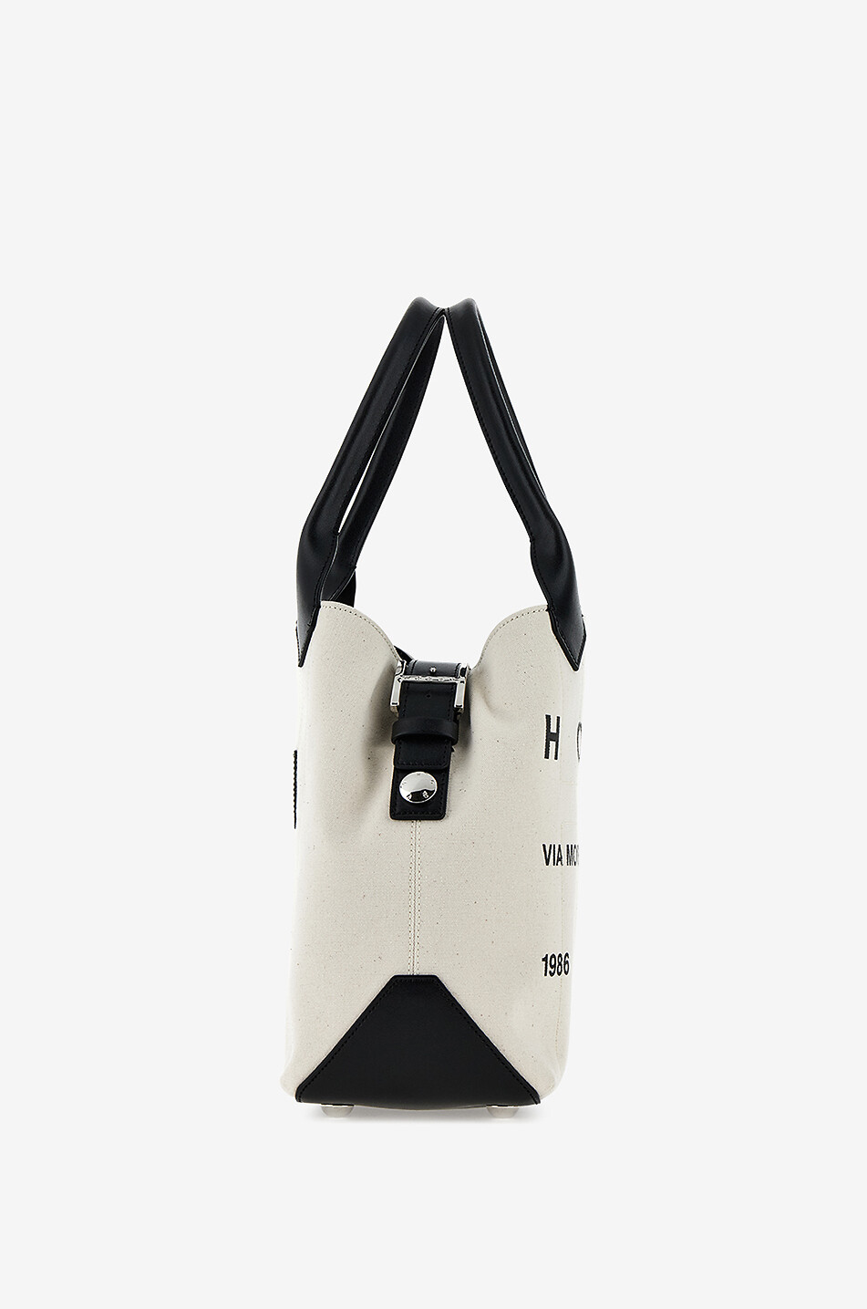 HOGAN Sac cabas en toile imprimée et cuir Hogan Script Femme BLANC 4