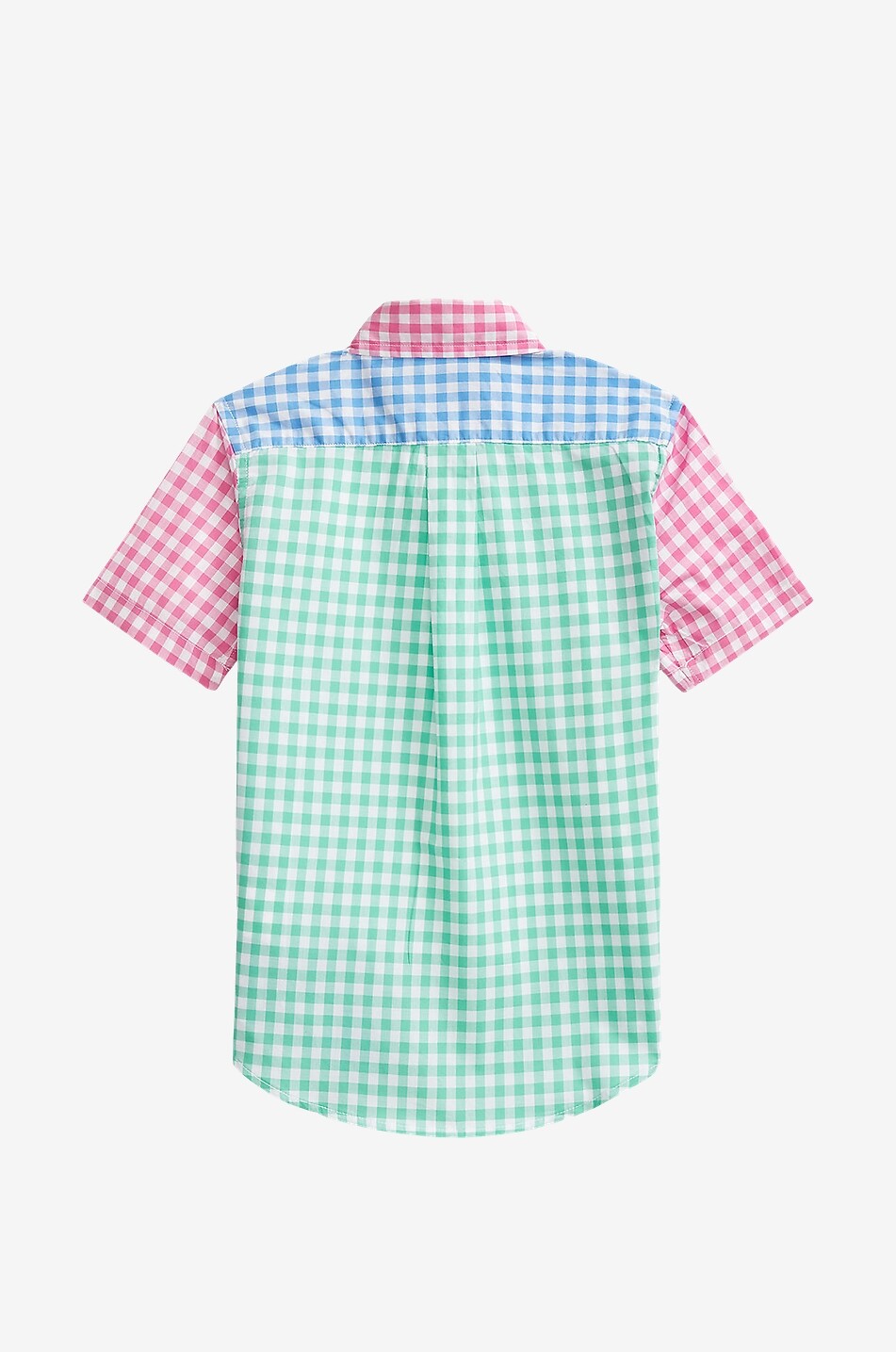 Fun gingham check adorned toddler's short-sleeved shirt