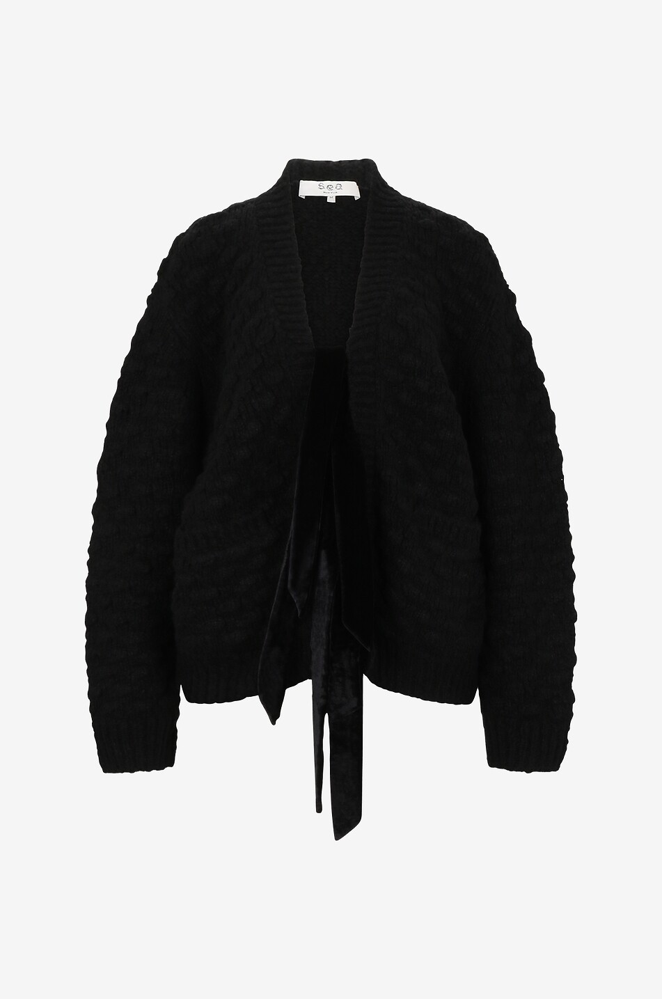 Cardigan long à noeuds en velours Teresa