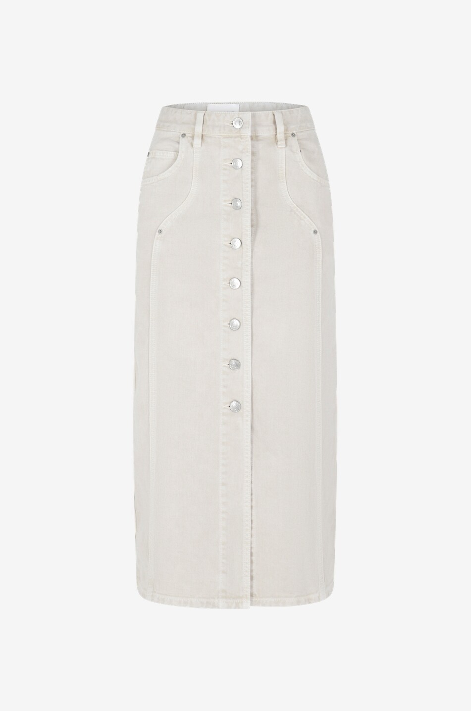 Jupe midi droite boutonnée en denim Vandy