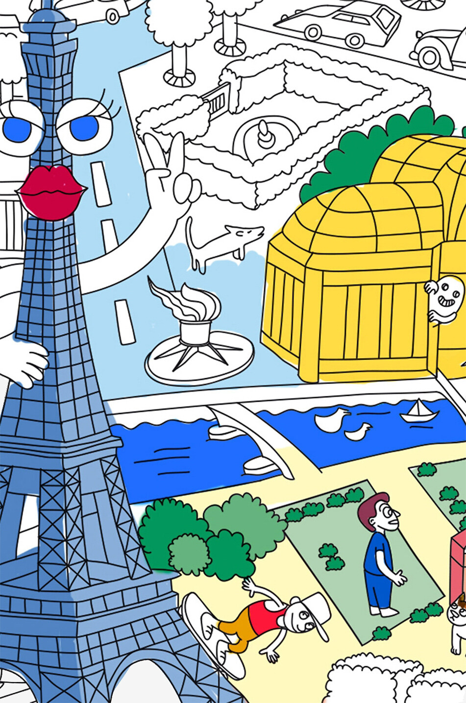 OMY Poster géant à colorier Paris Bébé Incolore 2
