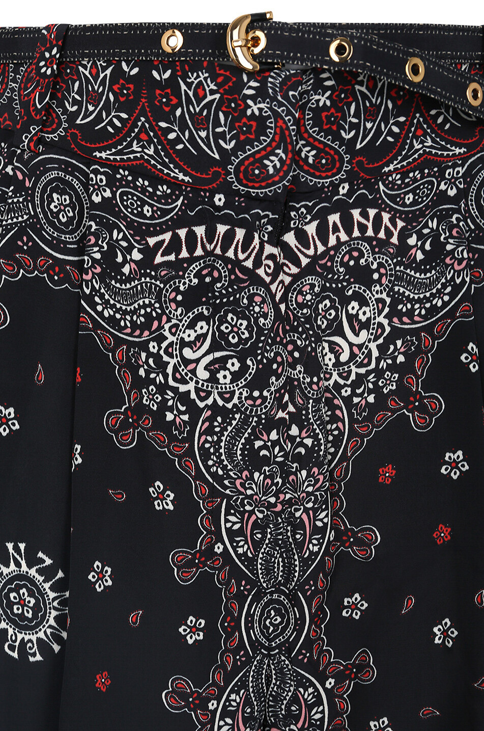 ZIMMERMANN Crêpe-Hose mit weitem Bein Double Tuck Bandana Damen SCHWARZ 3