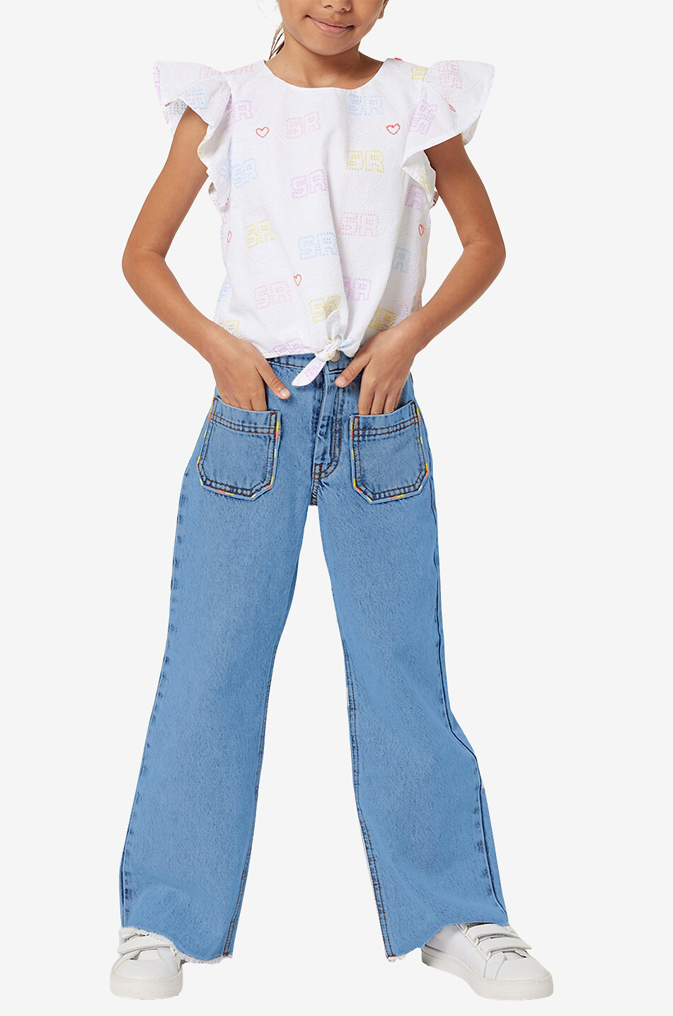 SONIA RYKIEL Girls' cotton jeans Girl BLUE 4