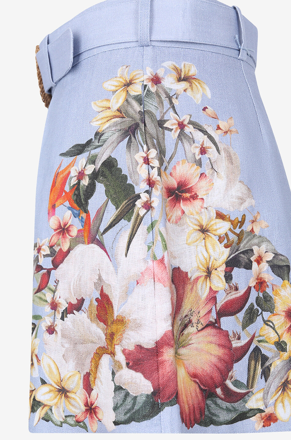 ZIMMERMANN Short à pinces en lin fleuri Lexy Tuck Femme BLEU CLAIR 3