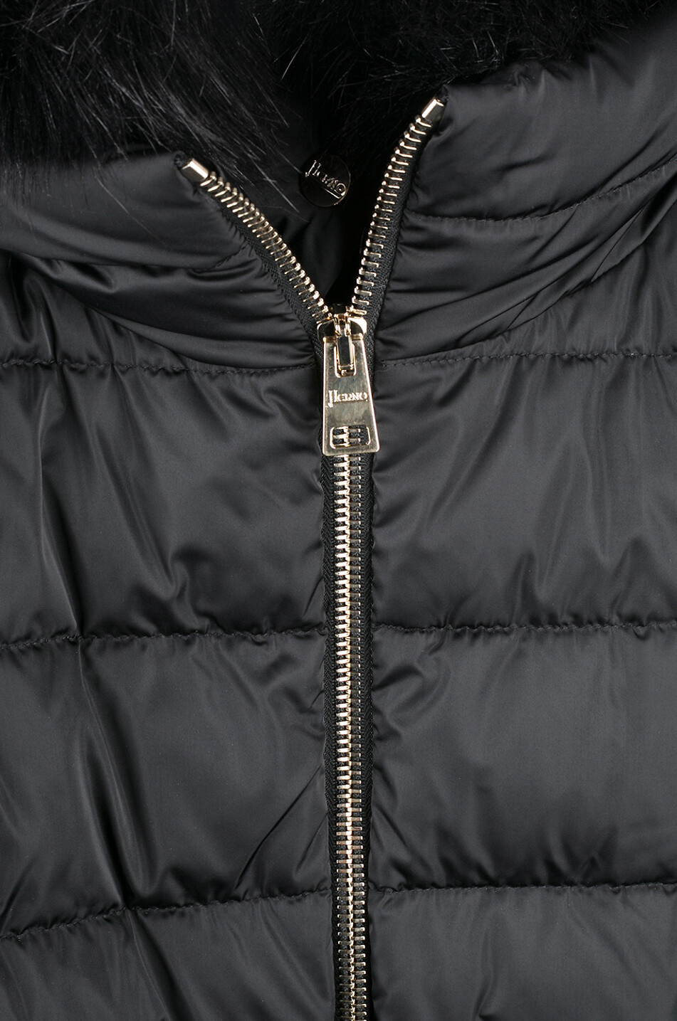 HERNO Doudoune trapèze embellie de fourrure synthétique Polar-Tech Femme NOIR 3