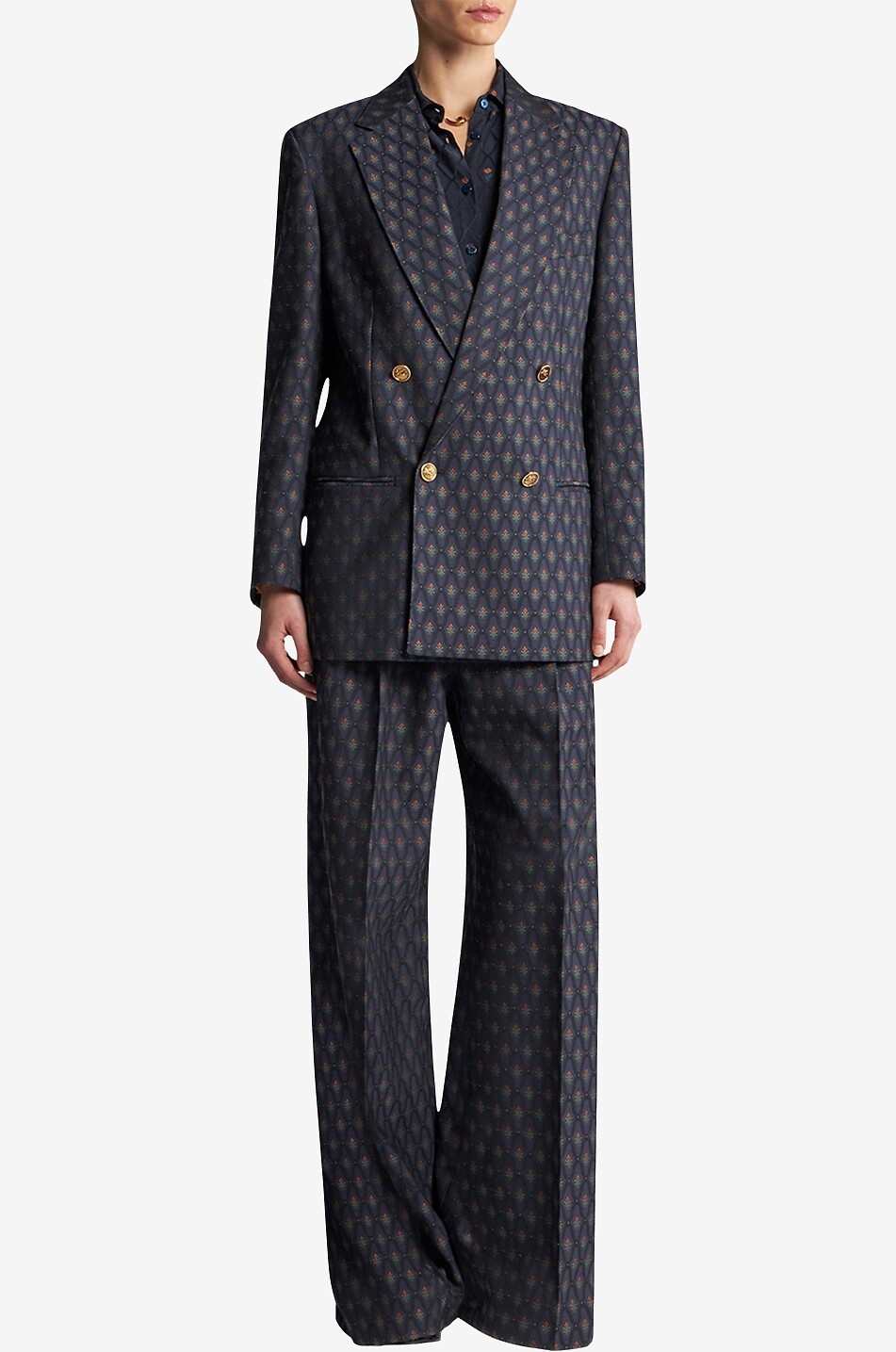 Art Nouveau double-breasted jacquard blazer