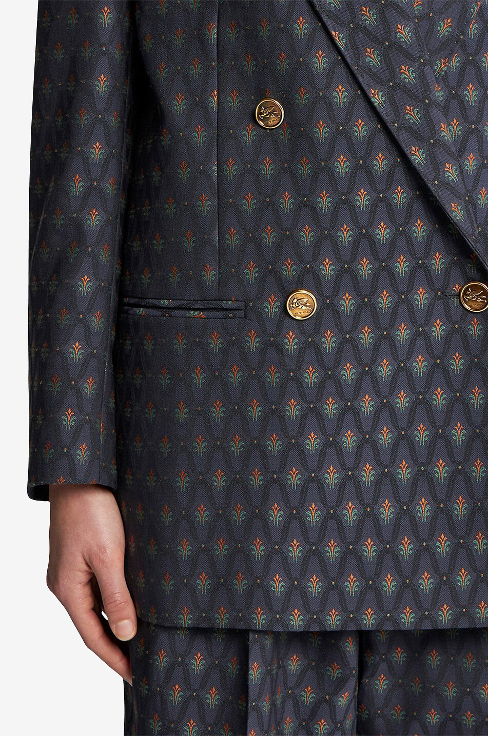Art Nouveau double-breasted jacquard blazer