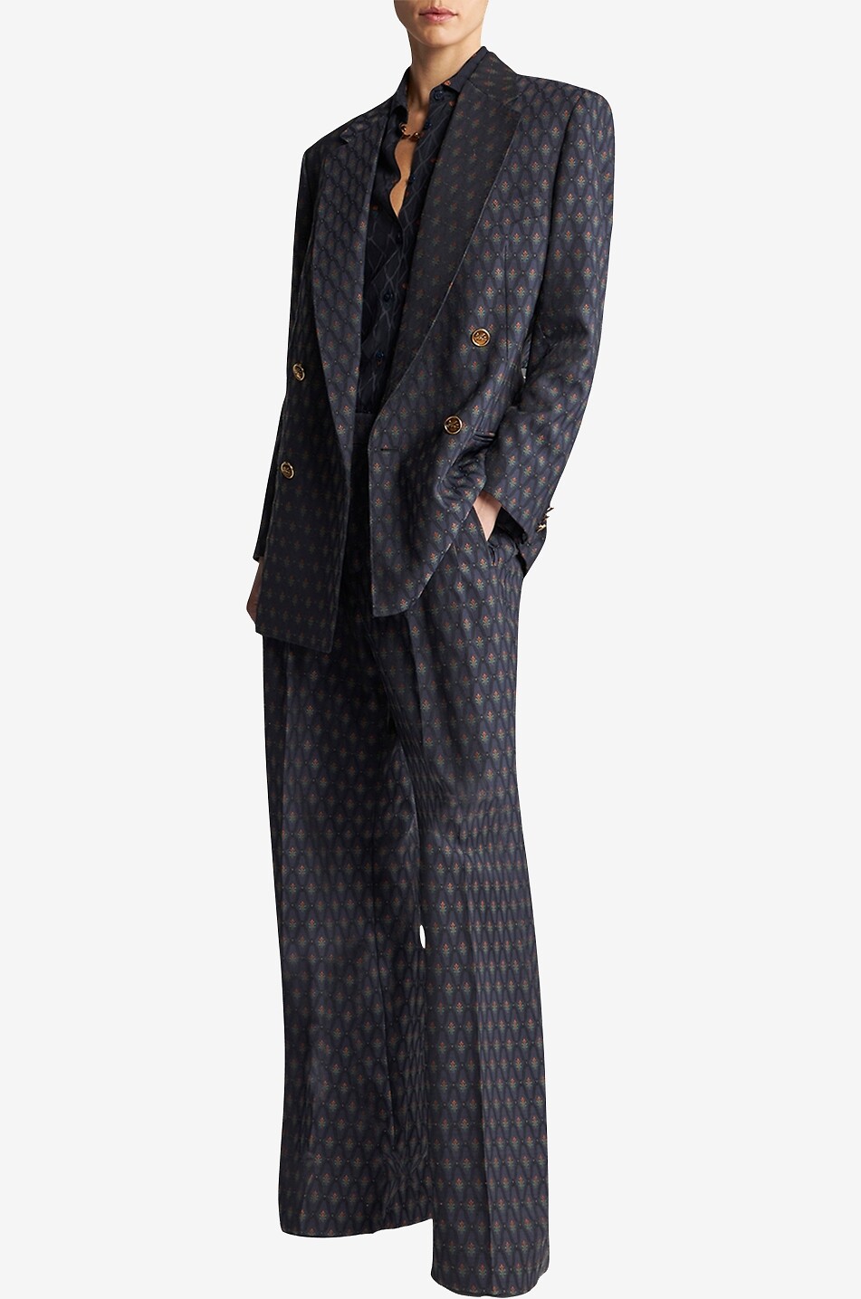 Art Nouveau double-breasted jacquard blazer