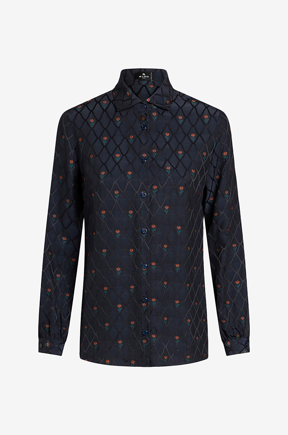 ETRO Seidiges Jacquardhemd Art Nouveau Damen DUNKELBLAU 1