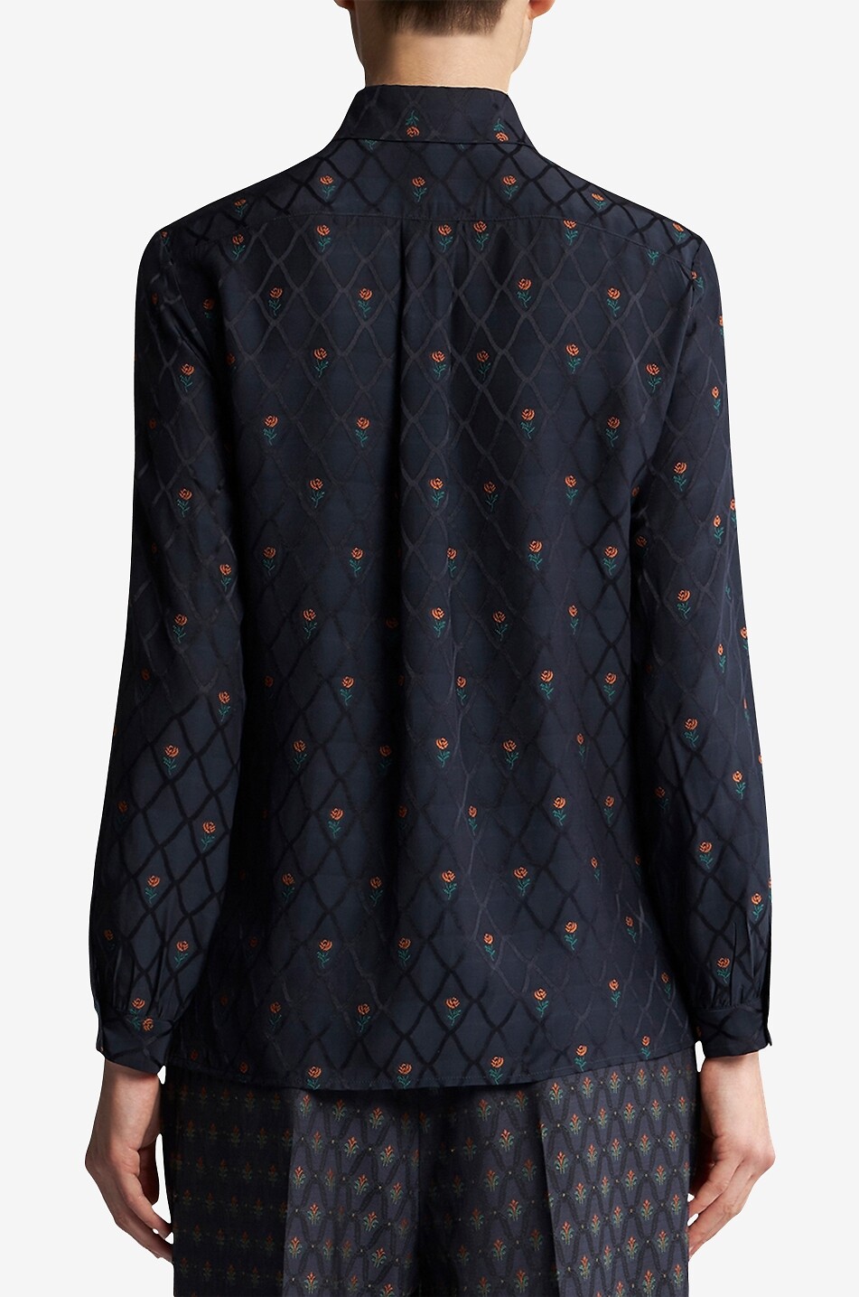 ETRO Seidiges Jacquardhemd Art Nouveau Damen DUNKELBLAU 3