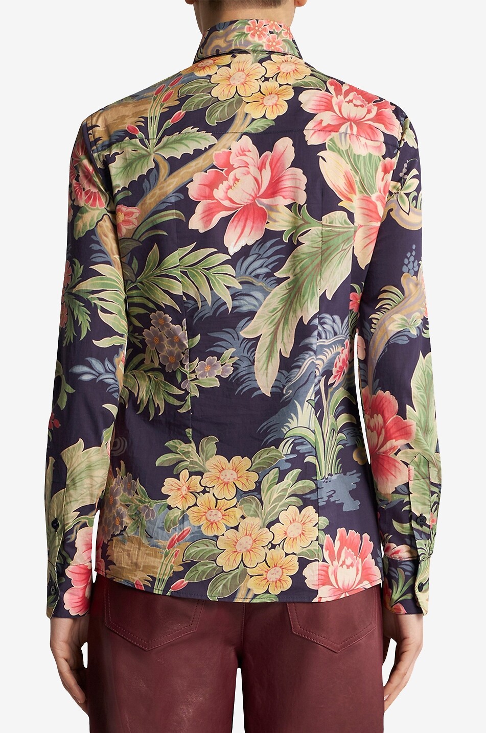Chemise cintrée en popeline stretch à motif floral