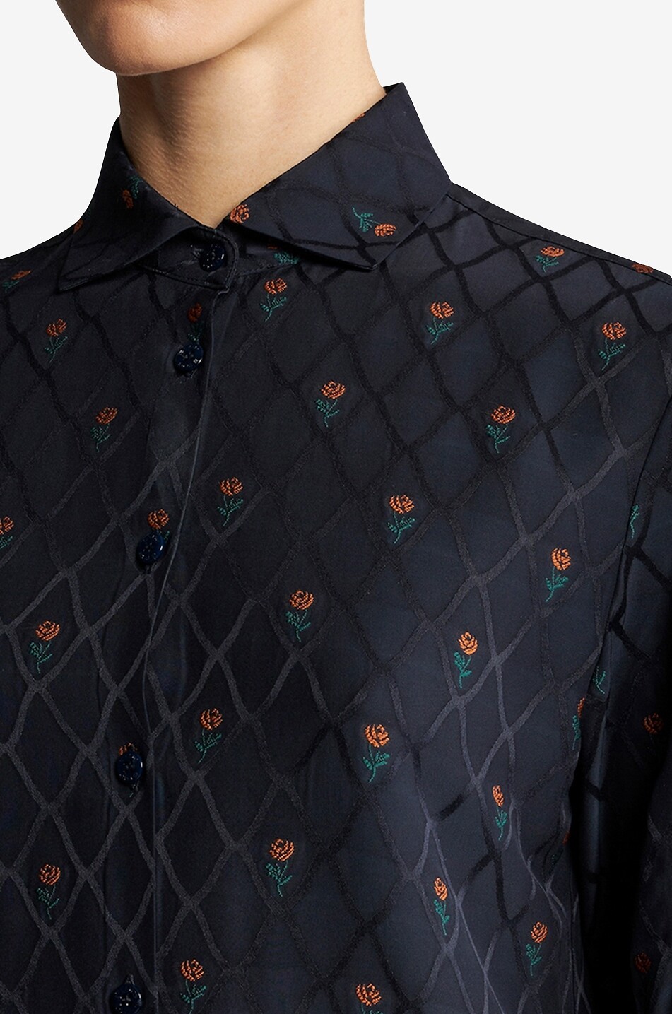 ETRO Seidiges Jacquardhemd Art Nouveau Damen DUNKELBLAU 4