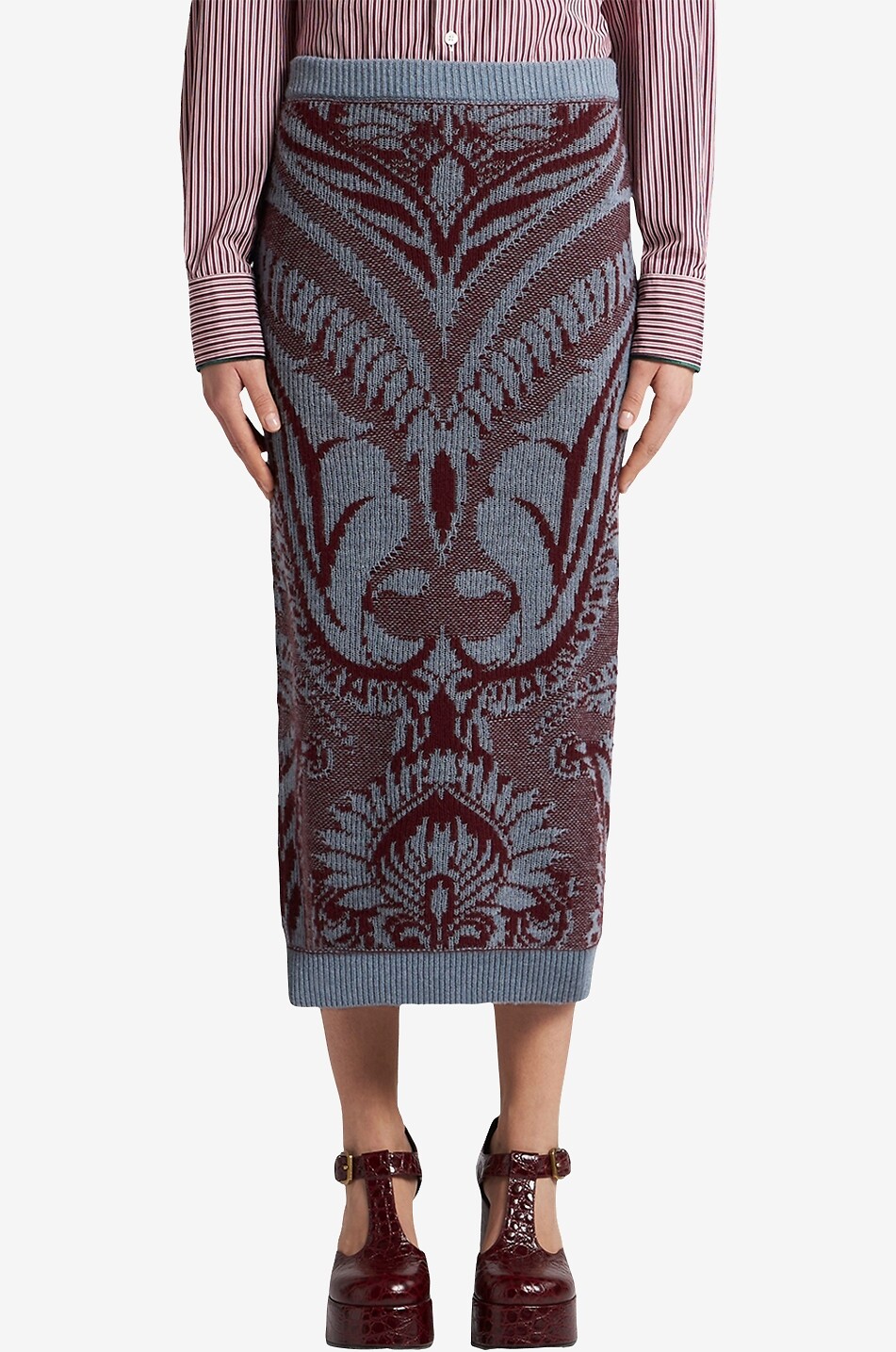 Midi-Strick-Schlauchrock Paisley Intarsia