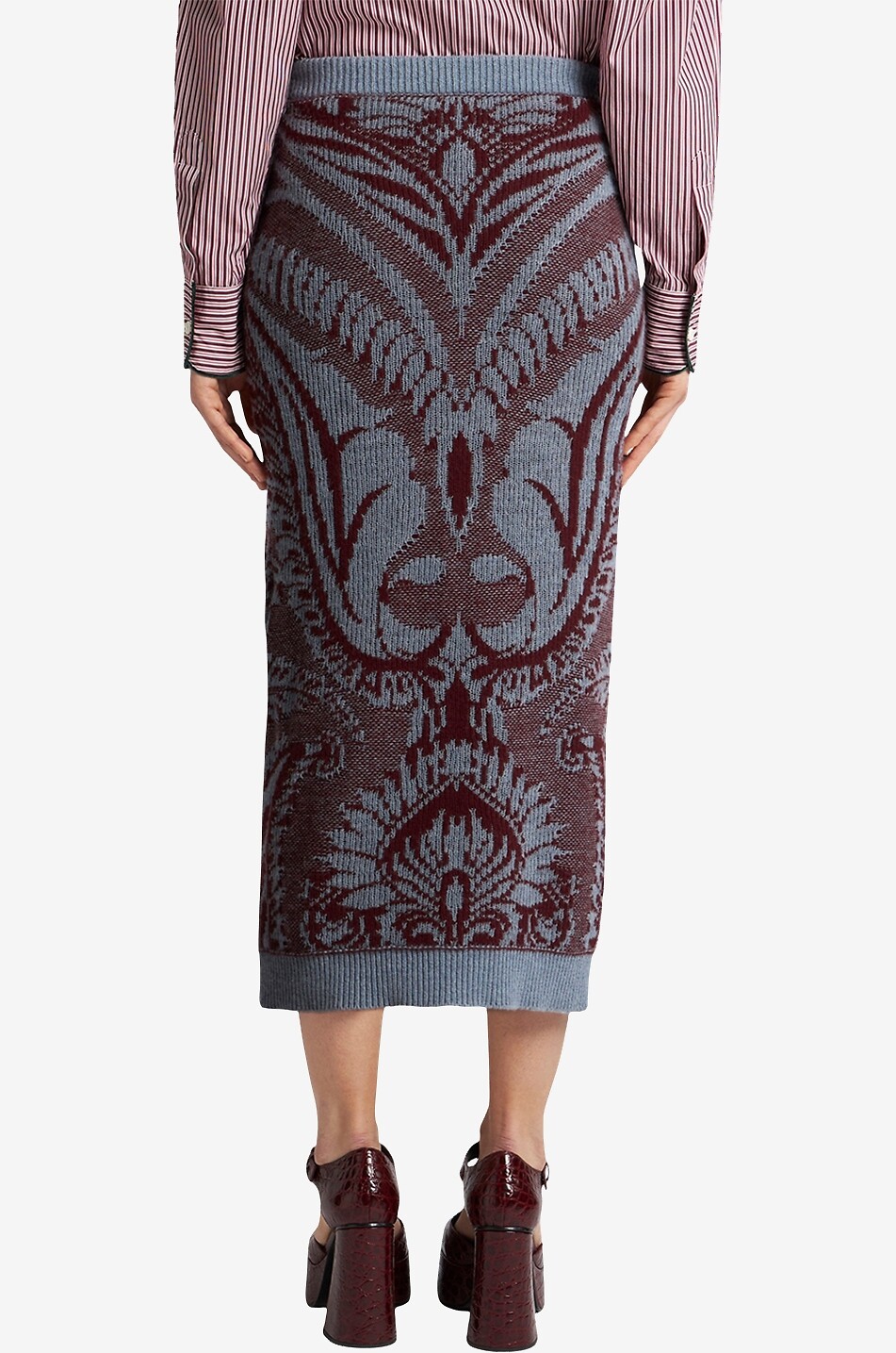 Midi-Strick-Schlauchrock Paisley Intarsia