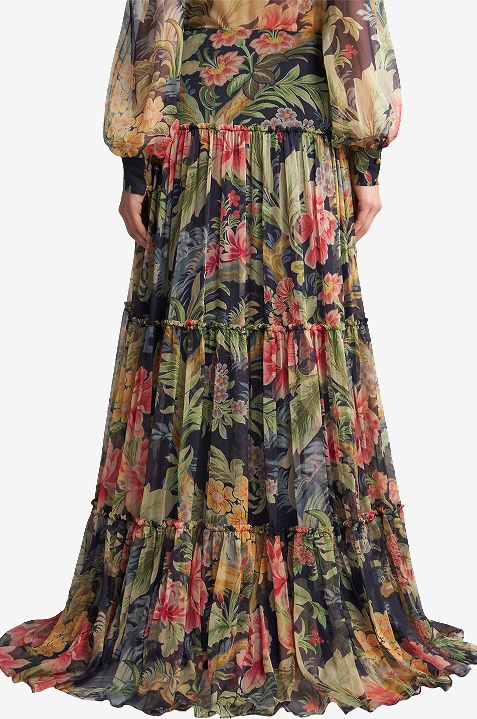 ETRO Ausgestellter Maxirock aus geblümtem Seidengeorgette Damen BUNT 3