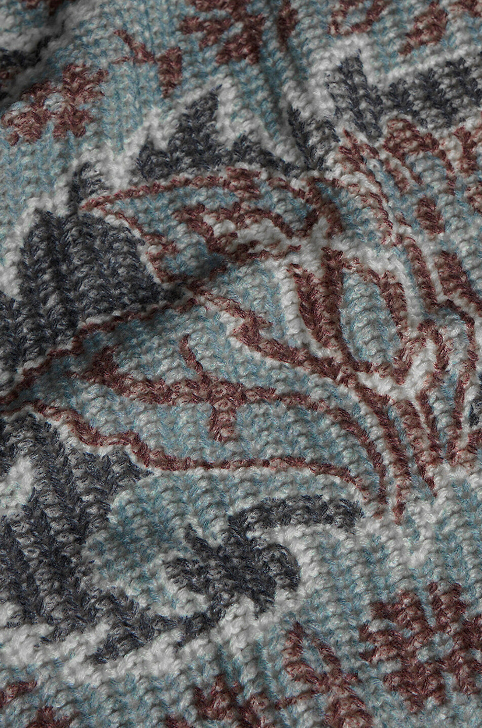 Pull côtelé épais à col montant en laine imprimé Macro Paisley