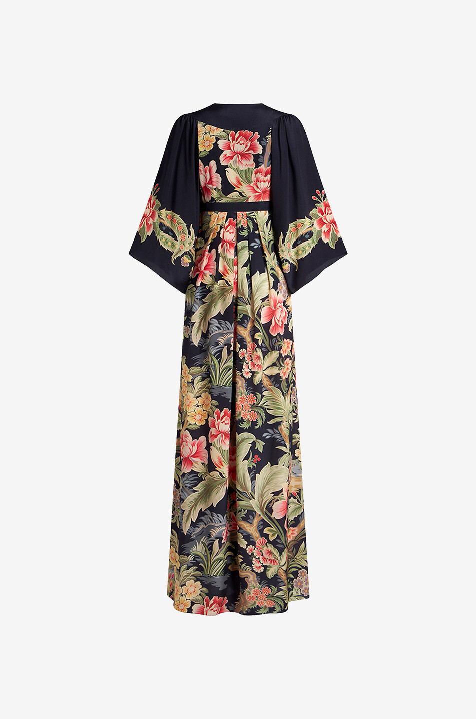 Robe empire longue en soie fleurie