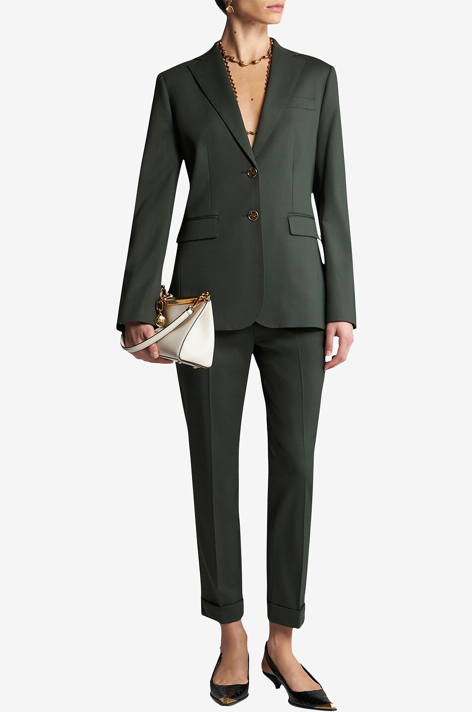 Blazer à boutonnage simple en sergé de laine