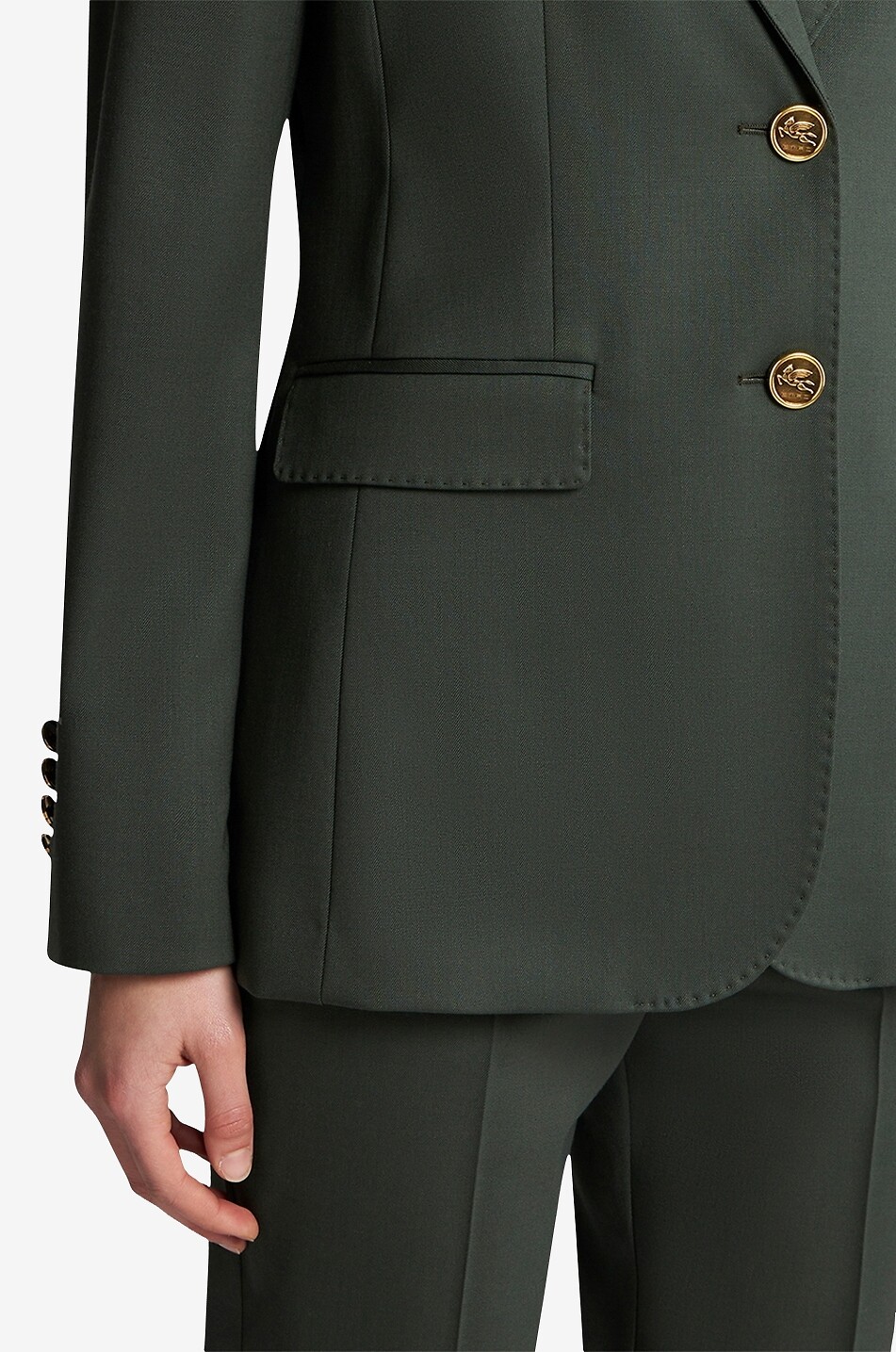 Blazer à boutonnage simple en sergé de laine