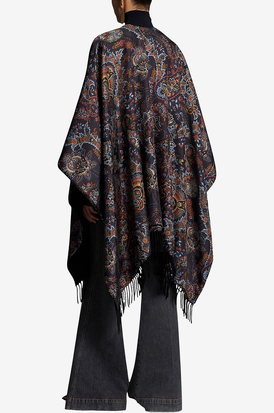 ETRO Paisley Florals fringed printed silk and wool cape Women MULTI COLOURED 3