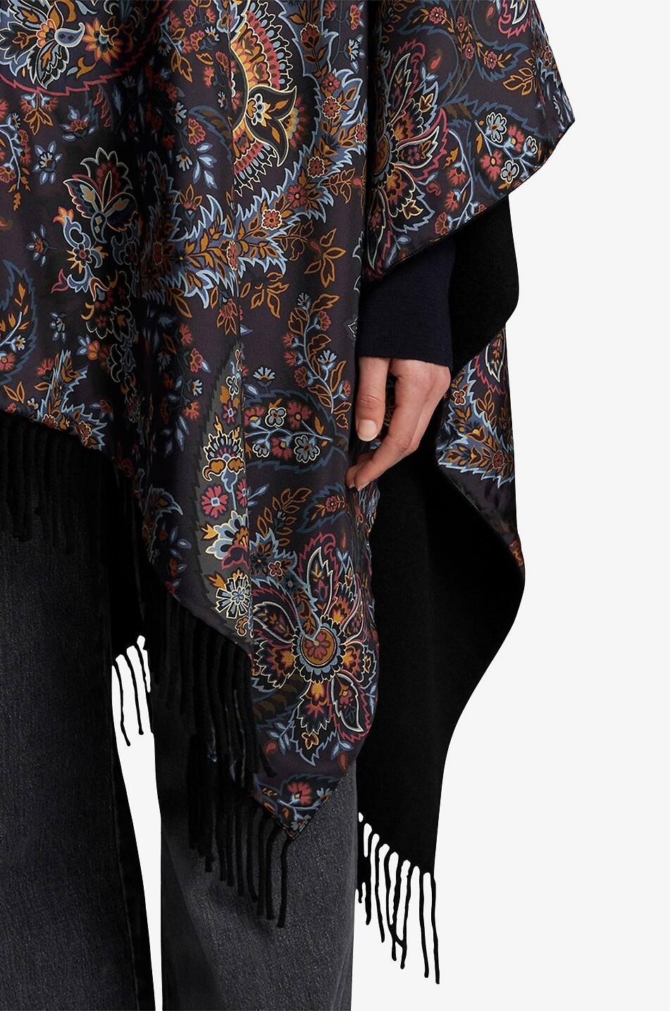 ETRO Paisley Florals fringed printed silk and wool cape Women MULTI COLOURED 4