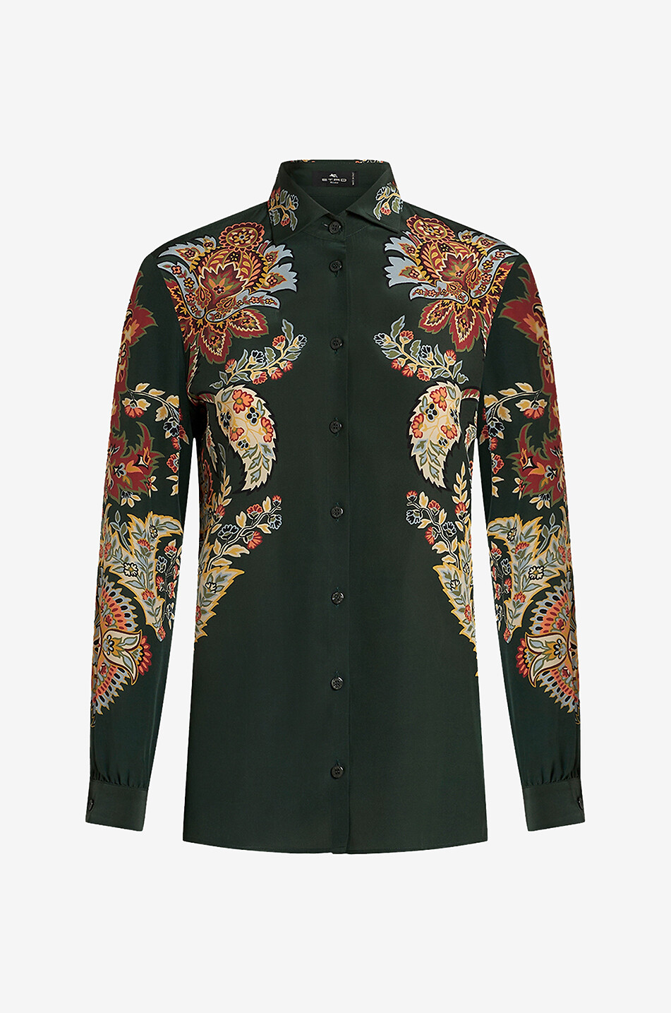 Paisley Floral Placé printed silk shirt