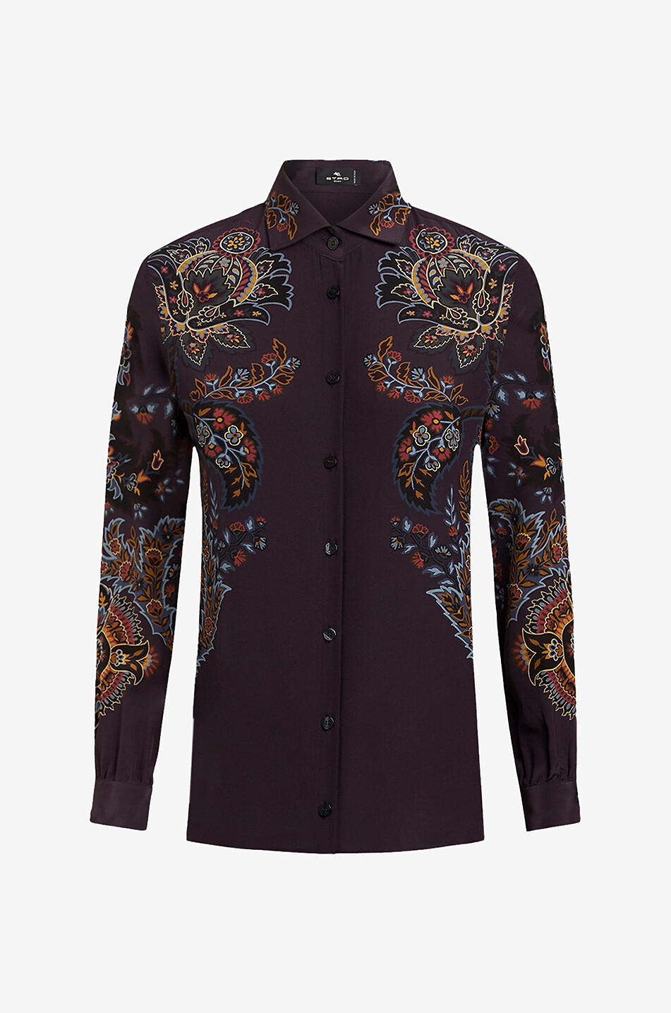 Paisley Floral Placé printed silk shirt